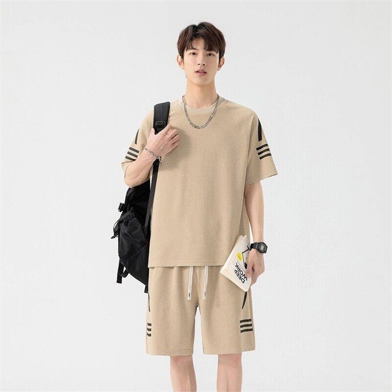 TZ25307-特P55夏季休闲T恤短裤男两件套,男装牛仔裤,电商D310B