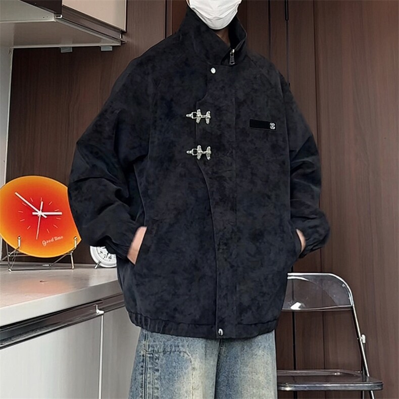 中式风扎染皮衣夹克棉服男款秋冬复古潮牌保暖棉衣外套情侣飞行服,男装夹克,电商基地A050