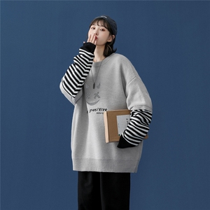 2021秋冬新品针织衫假两件男女毛衣中性外衣 229 M14 P75图片