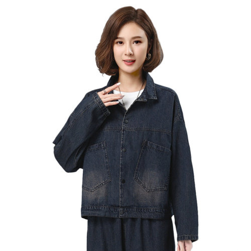 2021秋季新款时尚拼接水洗做旧牛仔外套,女装牛仔外套,叶笙衣