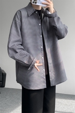 8XL-M长袖衬衫男夏季格子条纹衬衣宽松慵懒风防晒外套CS29005P45，男装衬衫，电商B312
