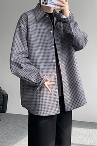 8XL-M长袖衬衫男夏季格子条纹衬衣宽松慵懒风防晒外套CS29005P45图片