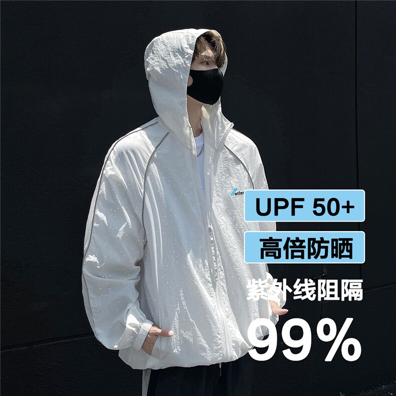 夏季满天星冰丝轻薄UPF50+反光条长袖防晒衣男F36/P65控98-100涤图片