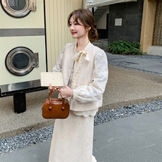 小香风马甲裙女2025春季新款超好看减龄蕾丝衬衫半身裙，女装套装/套裙，1D102-1