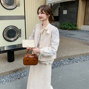小香风马甲裙女2025春季新款超好看减龄蕾丝衬衫半身裙图片
