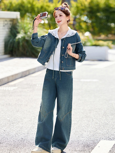 牛仔套装女2025早秋季新款巨好看的chic高级感休闲减龄一整套穿搭图片