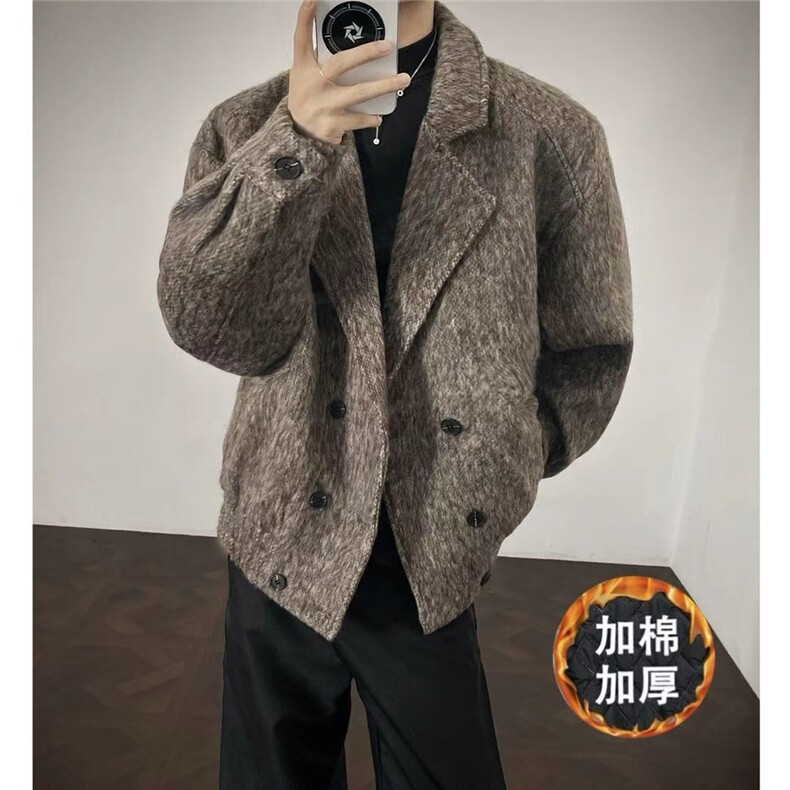 现货加棉加厚翻领简约CIEANFIT复古潮流宽松外套N60-P125控178，女装短外套，电商A170