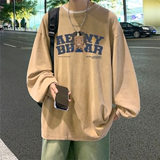 直播品质重磅纯棉美式蜡染水洗做旧潮牌宽松长袖t恤CT317特P38，男装T恤，电商A486