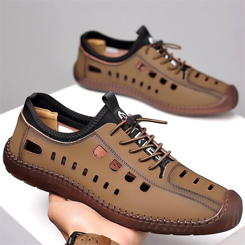 X4816-p125男鞋2025夏季新款凉鞋男透气休闲镂空包头洞洞鞋，男鞋凉鞋，星座1407-3