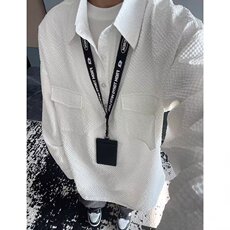 长袖套头衬衫男2025春秋季新款宽松休闲仿肌理感褶皱宽松POLO外，男装Polo衫，星座1210-1