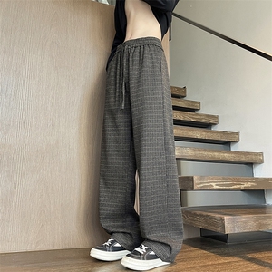 YK86129-P40 20%人棉 77%涤纶氨纶3%千鸟格针织裤男秋冬弯刀裤子图片