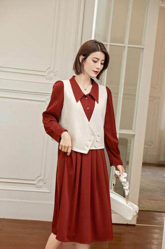 现货秋季连衣裙两件套,女装连衣裙,依美依缘