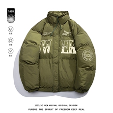 白鸭绒白底22冬季潮牌潮流字母印花加厚立领羽绒服YR223P195控258，男装羽绒服，电商A247-1