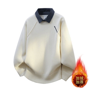 W25259-P60秋冬款翻领加绒卫衣男潮牌加绒加厚卫衣外套时尚打底衫图片
