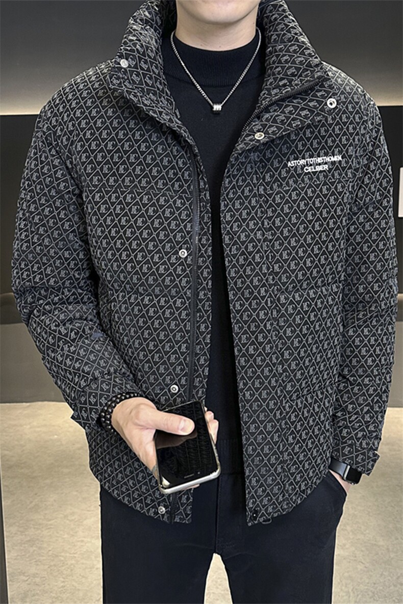 标50绒2025冬季跑量新款男士立领时尚潮流白鸭绒羽绒服夹克,男装夹克,电商A225