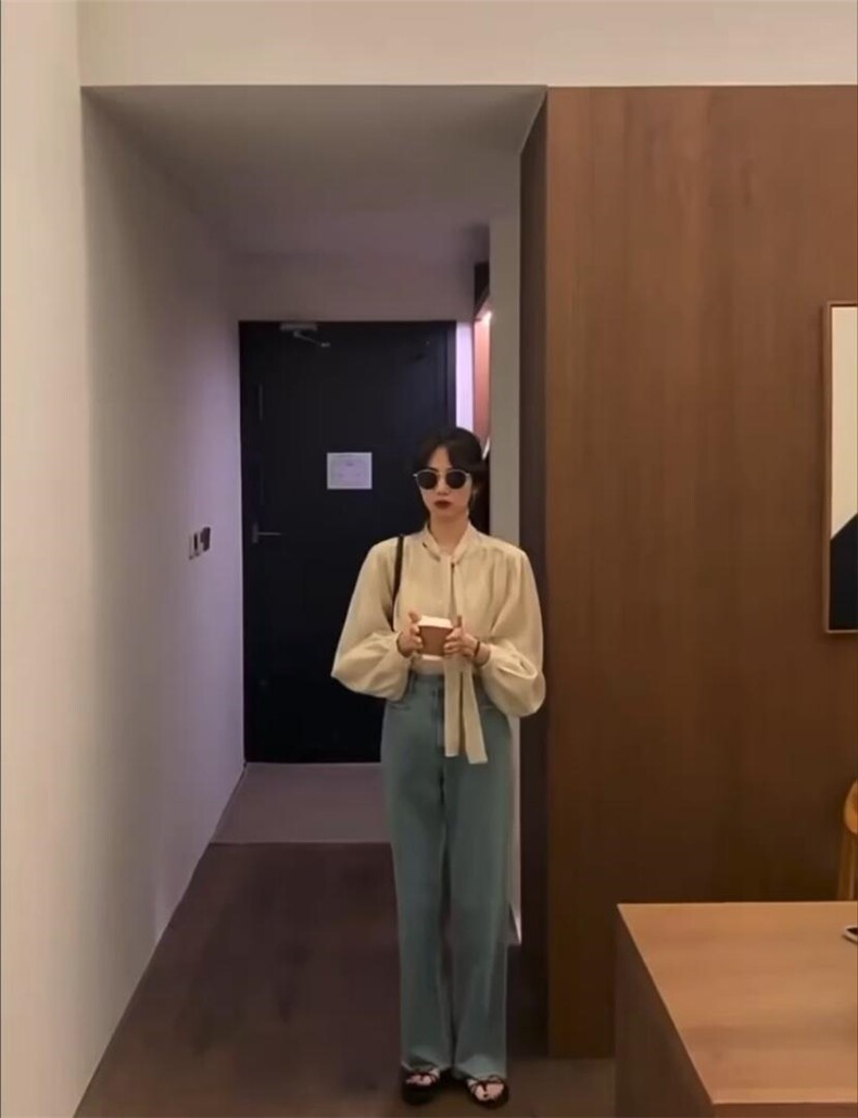 米，粉两色百搭飘带小衫，其它，欧妮卡蒂蔓