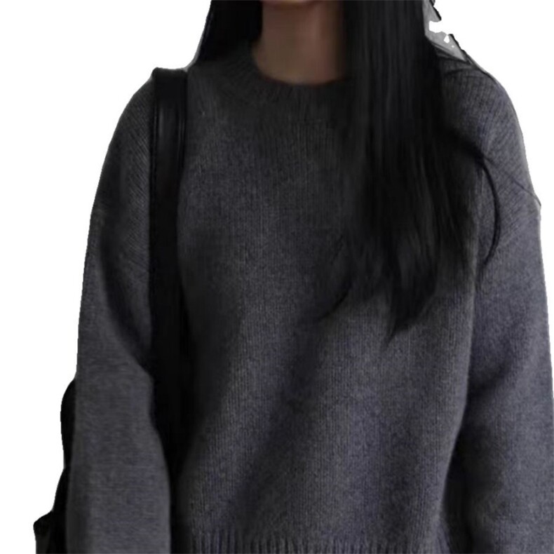 秋冬季羊毛休闲百搭时尚圆领纯色简约羊毛衫,女装羊毛衫,锦瑟羊绒