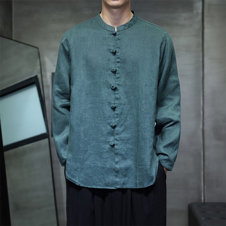 风高品质纯亚麻手工盘扣长袖衬衫xz815-8619p110,男装衬衫,星座815（原A203）