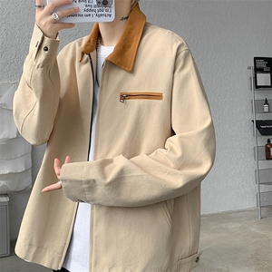 8XL-M水洗做旧帆布短款夹克男款vintage美式复古工装外套JK003P98图片