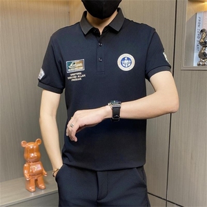 PL050-特P40撞色刺绣t恤男夏季修身短袖polo衫潮流翻领半袖图片
