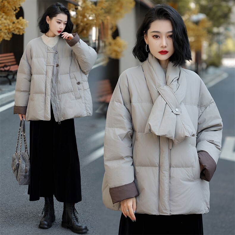 现货现货现货韩版百搭90白鸭绒小围巾保暖羽绒服,女装羽绒服,阳光伊恋