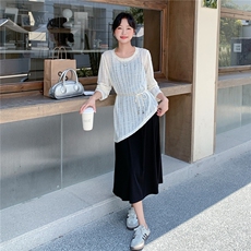 现货罩衣收腰吊带裙两件套2C090-8901-P135-K188，女装套装/套裙，2C090