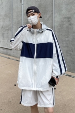 夏季时尚连帽防晒套装男运动风撞色防晒衣夹克XZ514-2-1606-P98，男装防晒衣，星座514-2(原B239)