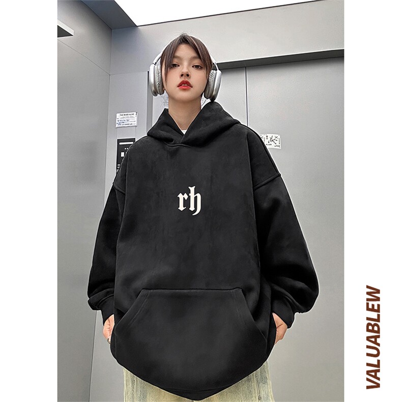 ！麂皮绒连帽卫衣 直播品质重磅400克rh印花JL7068-P45控78图片
