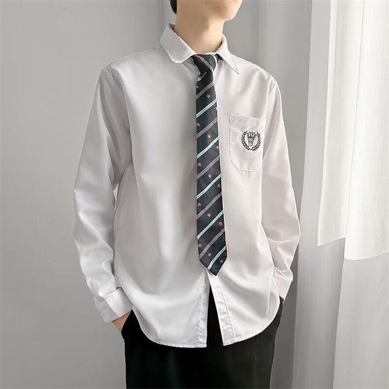 送领带长袖衬衫男情侣JK制服衬衫学院风学生班服衬衣CK01,男装衬衫,星座1116A-1（原606A）