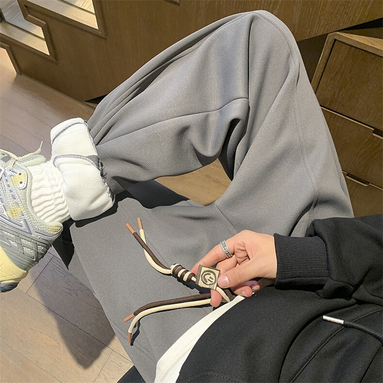 新款重磅菠萝格加绒拼接束脚休闲裤M~5XLXZ604-KP99-P65控78,男装卫衣,星座604