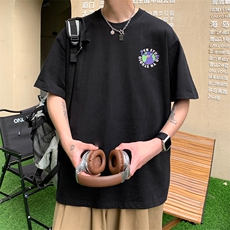 2023港风文艺刺绣T恤男春夏宽松潮流五分袖短袖，男装T恤，星座716-4