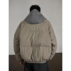 现货高品质重磅工艺美式高街假两件PU皮棉衣男女加厚棉服外套，男装棉衣，电商A486-1