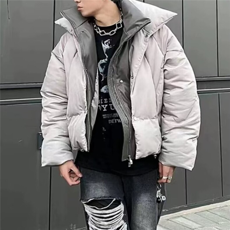 美式短款棉服时尚立领加厚棉衣男冬季潮牌设计宽松面包服百搭棉袄,男装棉衣,星座506A