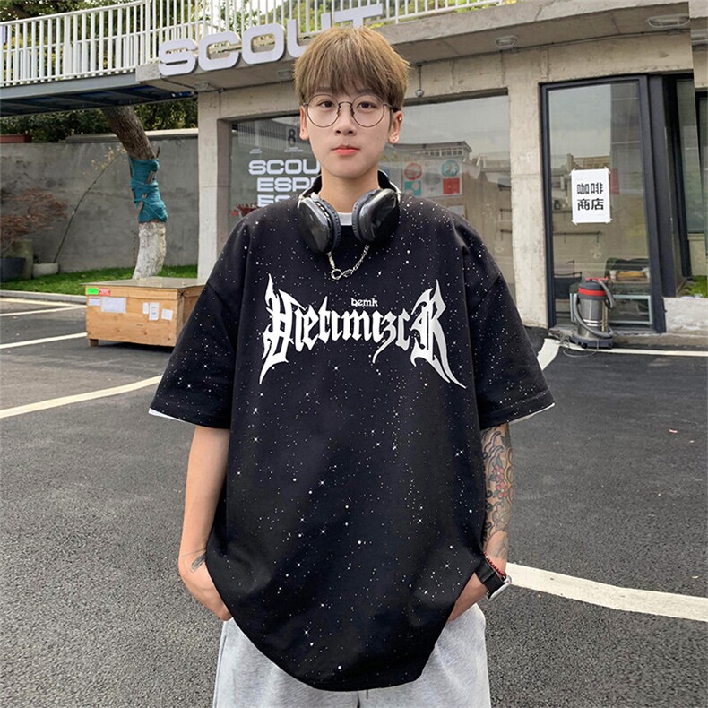 量大优供抖音视频 支持得物配合二开美式满天星亮片短袖T恤MTX601图片