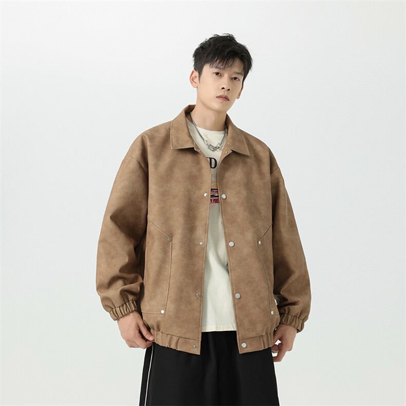 脏脏皮衣外套男装秋季工装夹克潮牌机车服复古PU皮上衣JK8806 P70图片