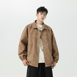 脏脏皮衣外套男装秋季工装夹克潮牌机车服复古PU皮上衣JK8806 P70图片