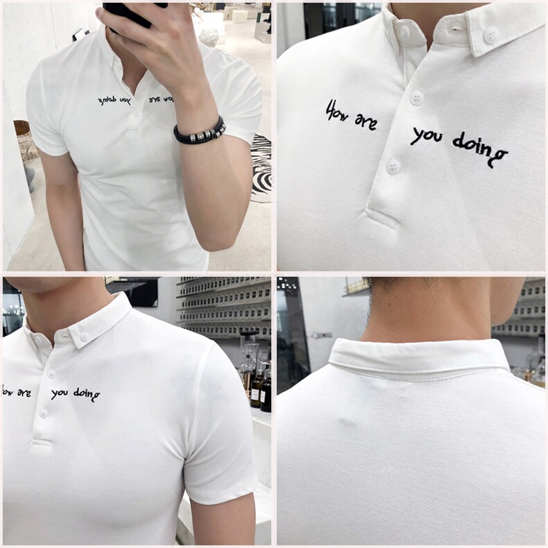 Polo衫青春流行春季常规上班直筒时尚潮流修身显瘦条纹,男装Polo衫,电商C301