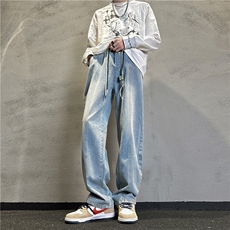 k1086-p55-控78S-3XL现货折皱宽松cleanfit牛仔裤，男装牛仔裤，星座116