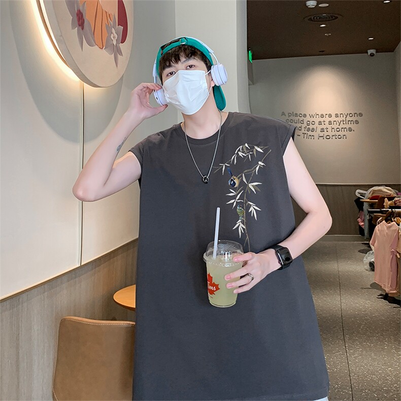 风直播抖音得物纯棉重磅250克无袖背心T恤T2515P25控39，男装背心/马甲，电商C408-1(原B339-1)