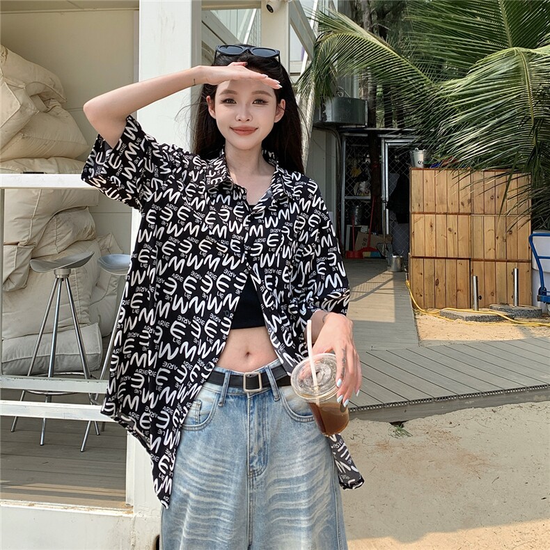 EQ402夏威夷风夏季沙滩旅游情侣装短袖T恤男女同色系衬衣ins潮流,女装T恤,电商C306-1