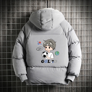 MY16207-P100 加厚加绒连帽衣男大码服男面包服男 网格挂拍图片