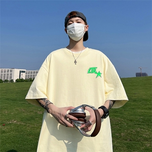 240G重磅美式印花纯棉大码宽松休闲短袖T恤 T333-P25控38图片