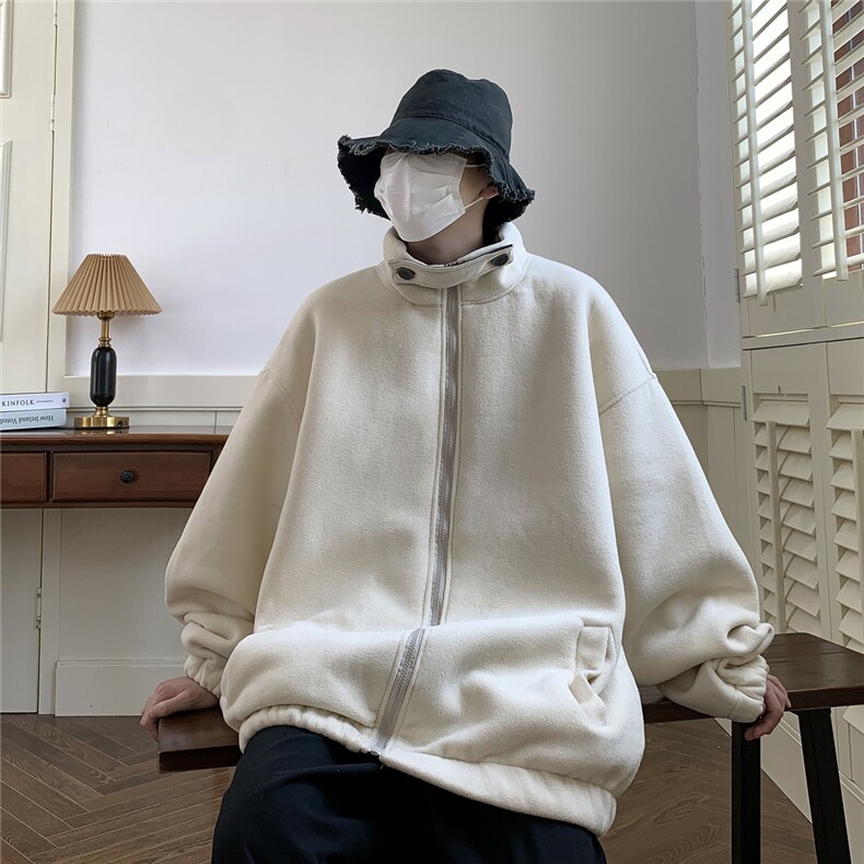 春秋夹克摇粒绒外套大码日系休闲上衣港风潮1016-1 JK63 P85 K115图片