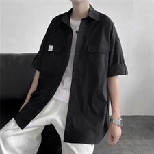 衬衫港风夏季ins短袖衬衣日系高级感外套潮牌宽松上衣W1066-P30，男装衬衫，星座512-4