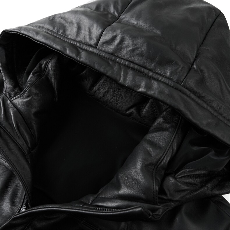 冬季新款男士真皮羽绒服绵羊皮中长款外套鹅绒加厚保暖皮衣连帽,男装皮衣,电商B360