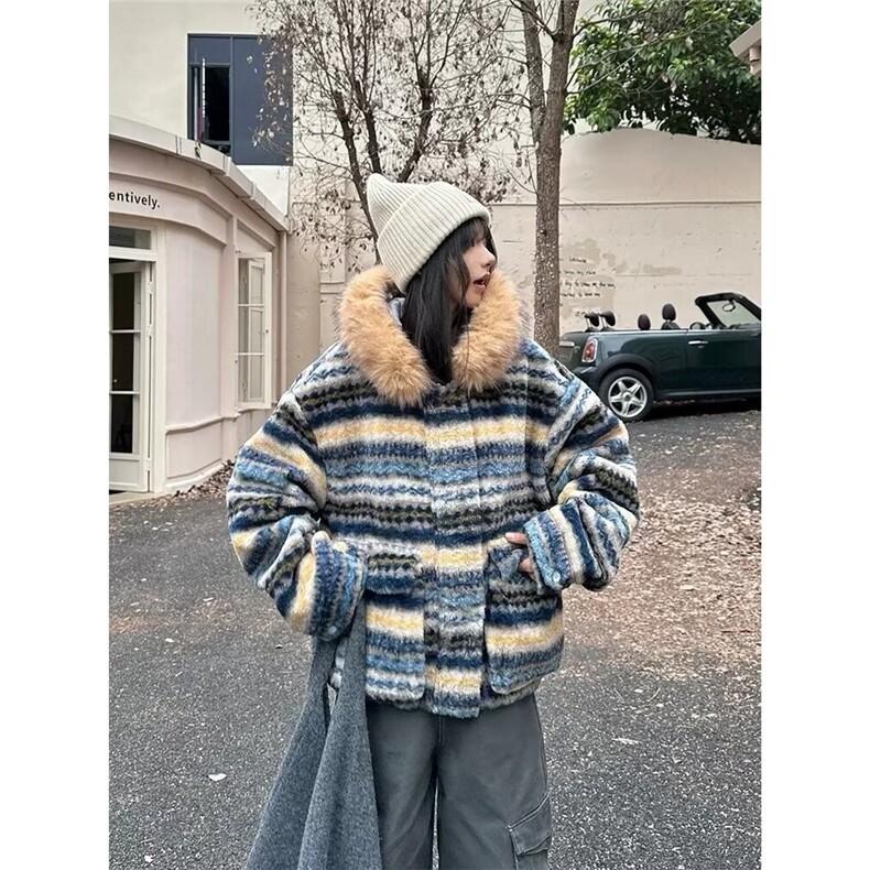 现货潮流费尔岛毛绒外套冬季慵懒风复古绒感保暖上衣MY280/P130,男装棉衣,星座205-3
