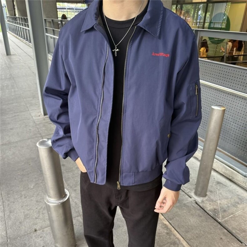 春秋季复古高街印花夹克棒球服男女宽松机能风情侣休闲外套BJK05图片