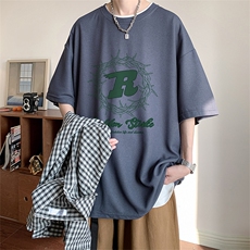 ！2023夏季新款男士潮流百搭华夫格短袖情侣半袖TXH332P25，男装T恤，电商B220
