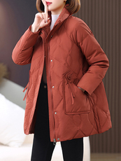 长期有货立领羽绒服中长款2024冬季新款宽松加厚白鸭绒外套女，女装羽绒服，璐依舞