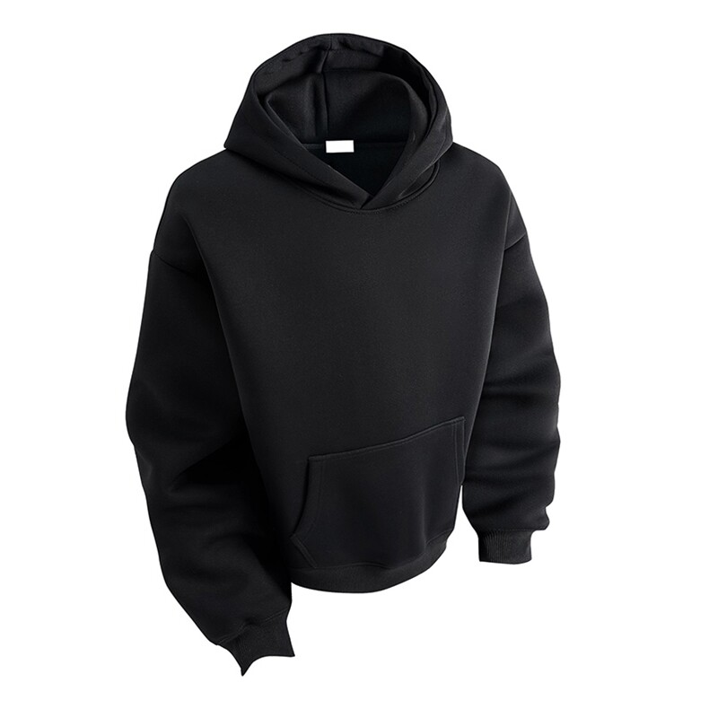 无帽绳版二开秋冬美式高街重磅曼巴棉纯色连帽卫衣外套X056，男装卫衣，电商A486-1